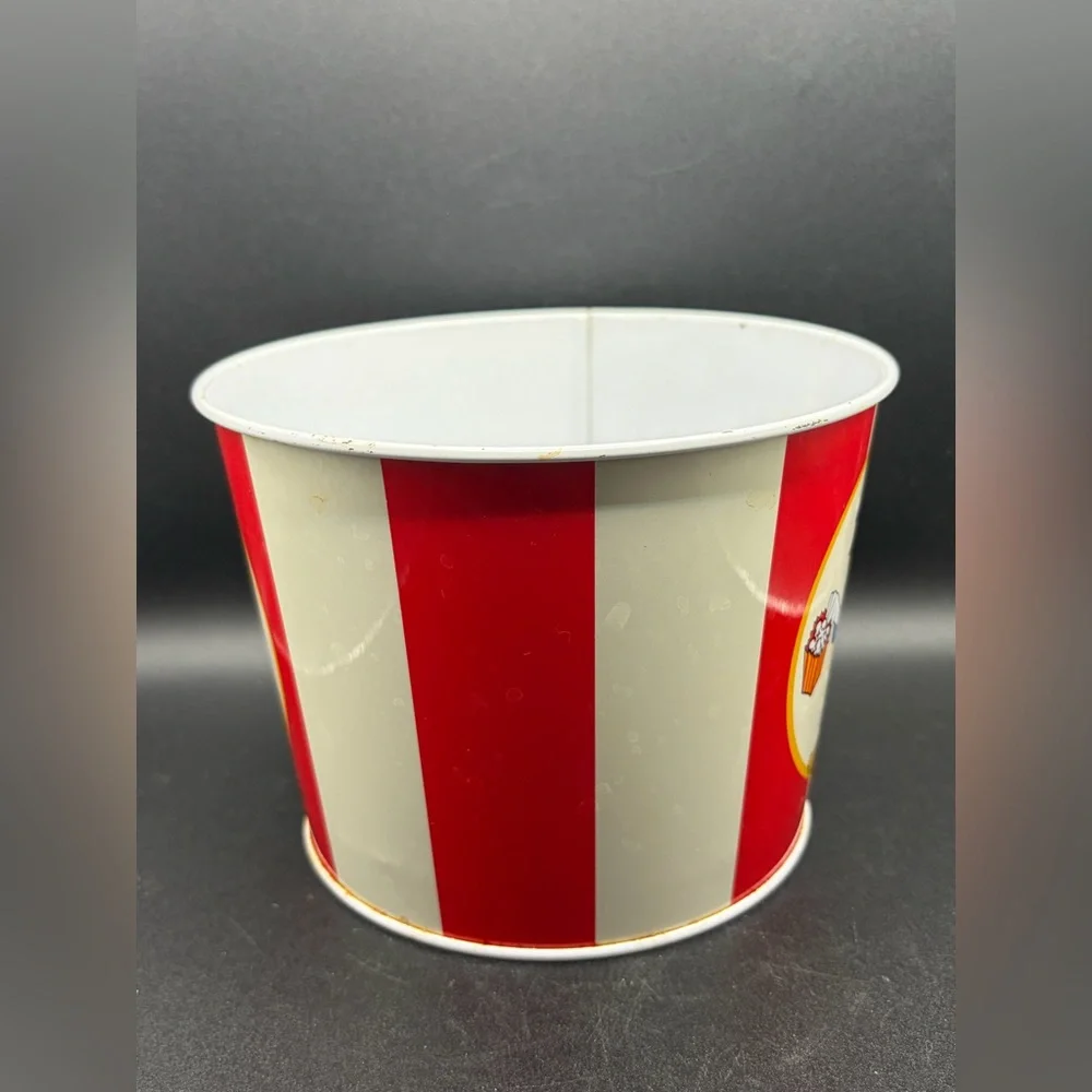 Vintage Disney Donald Duck Striped Metal Popcorn Bucket, Disney Collectibles